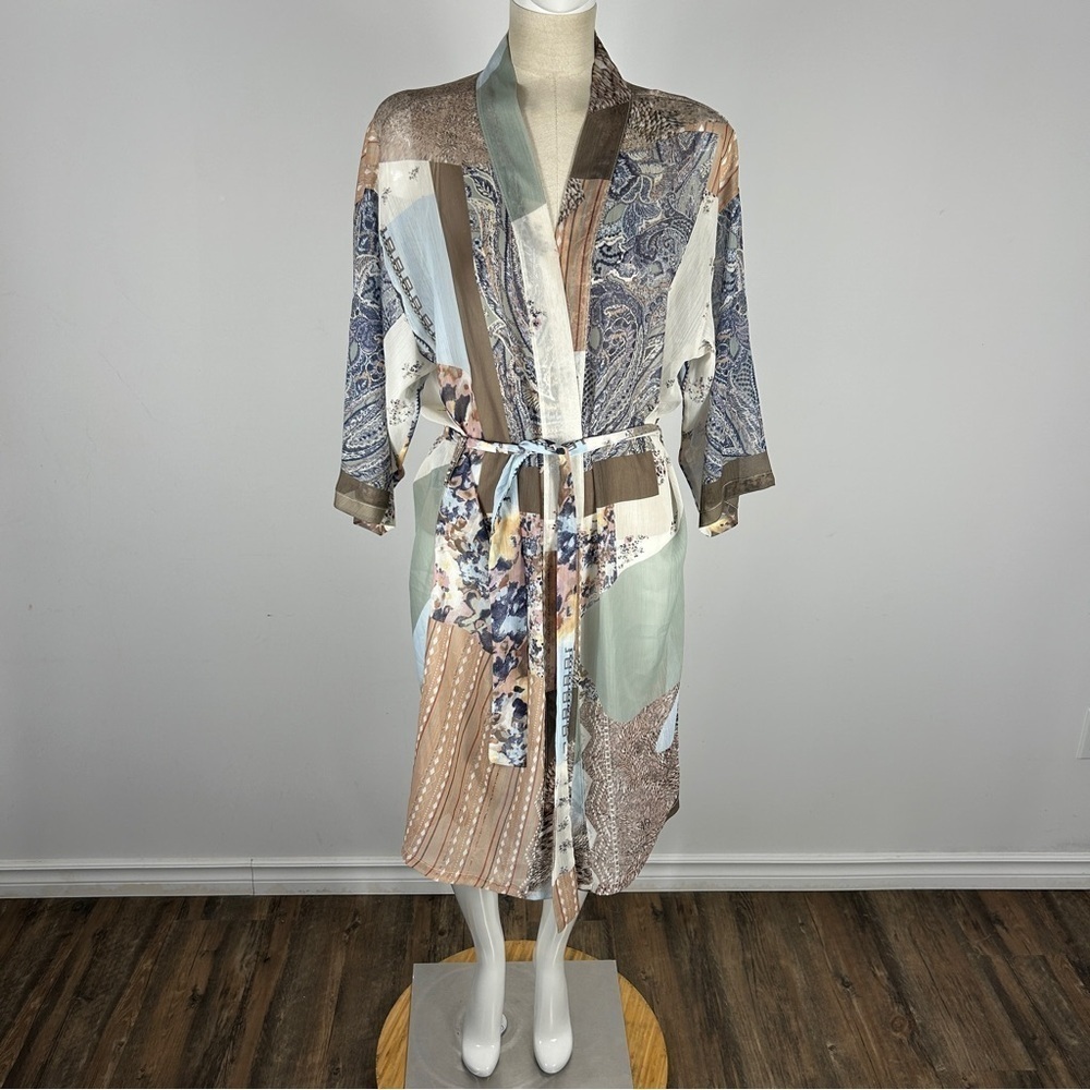 Cream Chic Patchwork Cape with Belt
